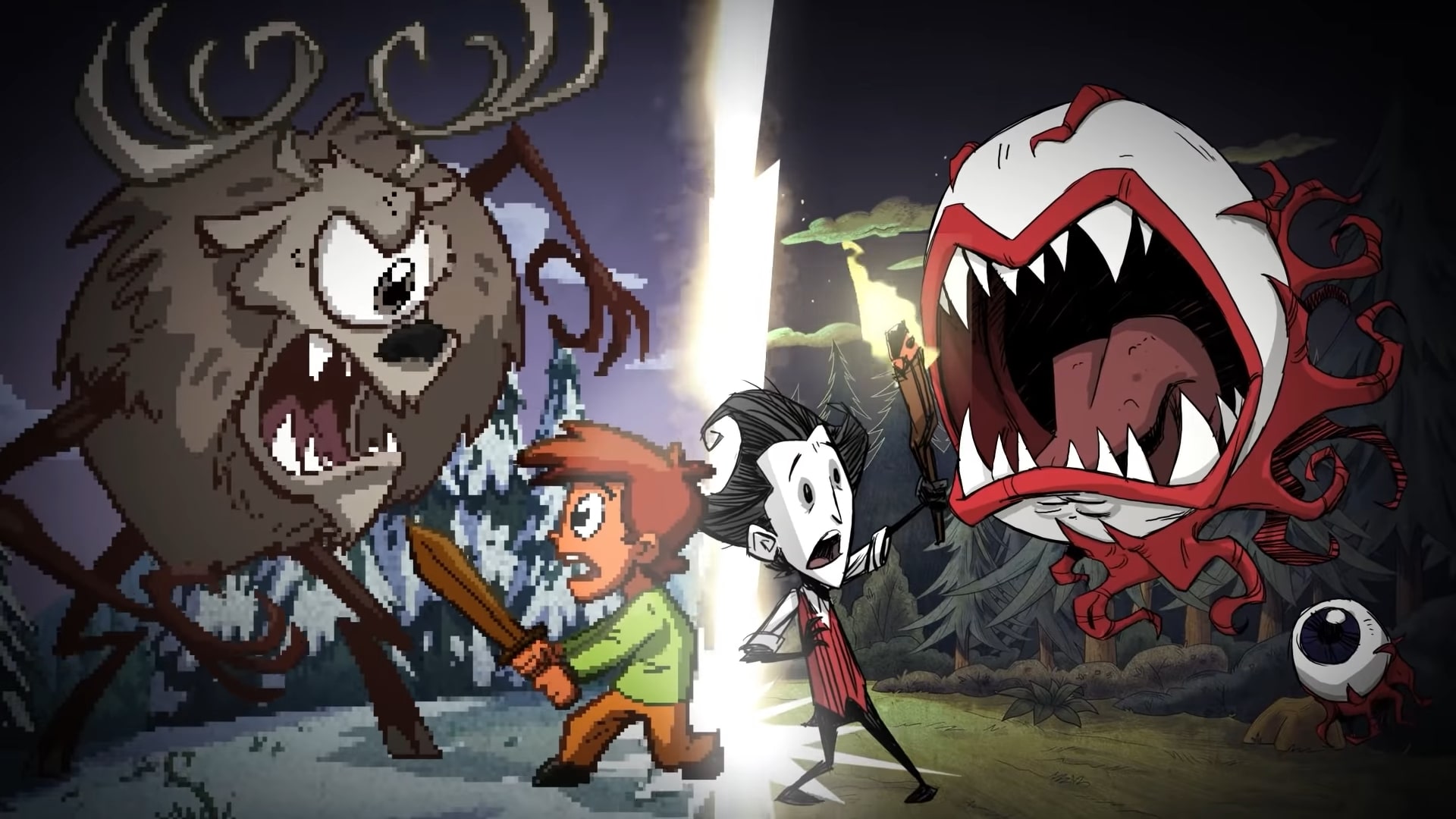 Супермаркет тугезер русификатор. Don't Starve Циклоп олень. Коллаб террарии с донт старв. Don't Starve together Terraria. Террария коллаборация с don't Starve.